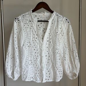 Elegant White Eyelet Women's Top